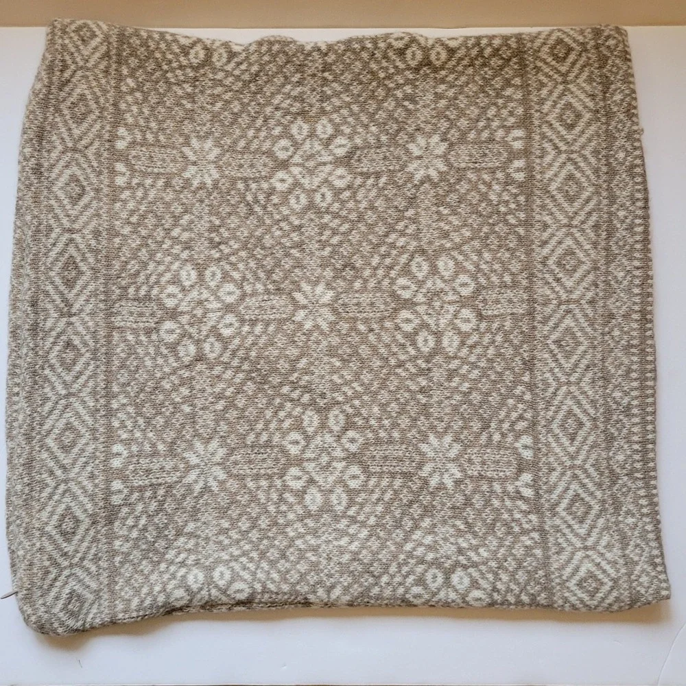 Pottery Barn Fair Isle Knit Pillow Cover‎ Taupe Cream 20x20